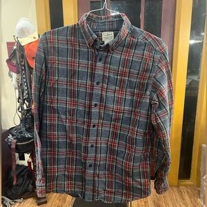 L.L. Bean Men's Classic Purple and Blue Check Shirt